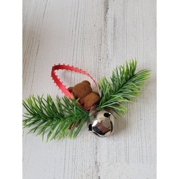 Teddy bear pine tree Bell ornament Xmas decor - Picture 4 of 5